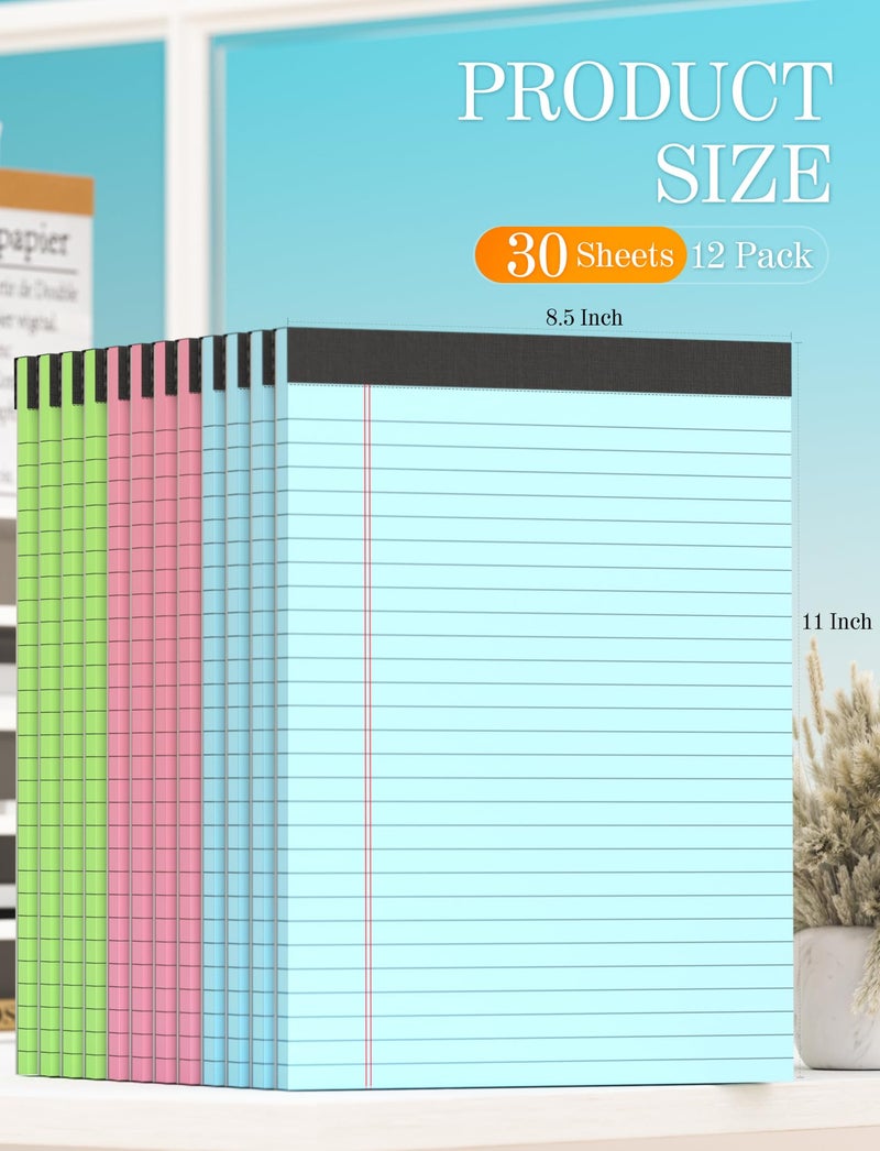Zaviko Pink Legal Pads 8.5 x 11 Notebook Paper, 12 Pack Colored Note Pads 8.5 x 11 Wide Ruled Note Paper 8 1/2 x 11, Letter Pads 8.5 x 11 Colored Notepads, Pink Legal Pads 8.5 x 11 Paper Pads, 30 Sheets/Pad - Image 2